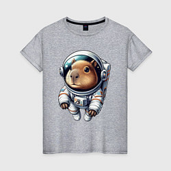 Женская футболка Прикольный капибарыш космонавт - нейросеть