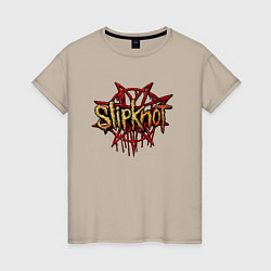 Футболка хлопковая женская Slipknot original, цвет: миндальный