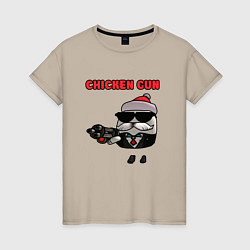 Женская футболка Chicken gun santa