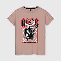 Женская футболка AC DC на фоне Пикачу играющего рок на гитаре