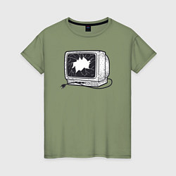 Женская футболка Разбитый retro телевизор