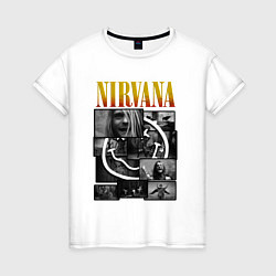 Футболка хлопковая женская Nirvana kurt krist dave, цвет: белый