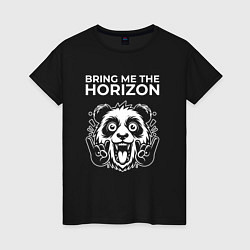 Футболка хлопковая женская Bring Me the Horizon rock panda, цвет: черный