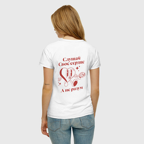 Женская футболка Слушай сердце / Белый – фото 4
