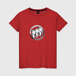 Футболка хлопковая женская Buick logo металик, цвет: красный
