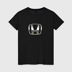 Футболка хлопковая женская Honda logo auto grey, цвет: черный