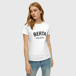 Футболка хлопковая женская Berta never alone - motto, цвет: белый — фото 2