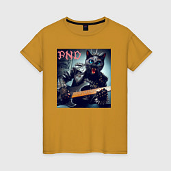 Женская футболка Чёрный котяра - панк гитарист