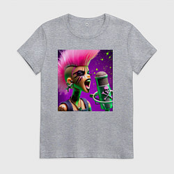 Футболка хлопковая женская Barbie and punks not dead, цвет: меланж