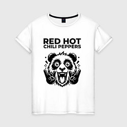 Футболка хлопковая женская Red Hot Chili Peppers - rock panda, цвет: белый