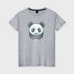 Футболка хлопковая женская Маленькая забавная панда, цвет: меланж