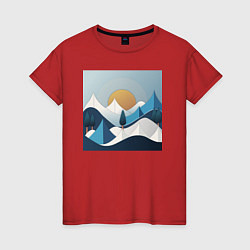 Женская футболка Горный пейзаж - абстракция с горами