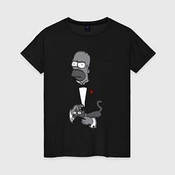 Футболка хлопковая женская Homer godfather, цвет: черный