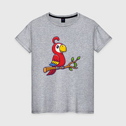 Футболка хлопковая женская Красный попугайчик, цвет: меланж