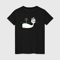 Женская футболка Кит и корабль