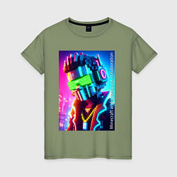 Женская футболка Minecraft and cyberpunk - collaboration ai art