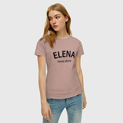 Футболка хлопковая женская Elena never alone - motto, цвет: пыльно-розовый — фото 2