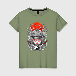 Женская футболка Мифическая девушка самурай