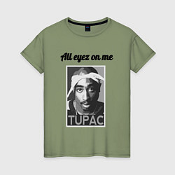 Футболка хлопковая женская 2pac Art All eayz on me, цвет: авокадо