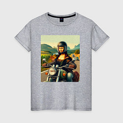 Женская футболка Mona Lisa on a motorcycle - ai art