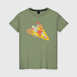 Женская футболка Скелет пиццеед