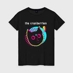 Футболка хлопковая женская The Cranberries rock star cat, цвет: черный