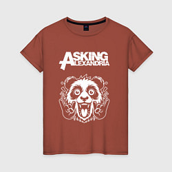 Футболка хлопковая женская Asking Alexandria rock panda, цвет: кирпичный