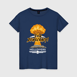 Футболка хлопковая женская Helldivers: For Democracy, цвет: тёмно-синий