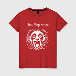 Футболка хлопковая женская Three Days Grace rock panda, цвет: красный
