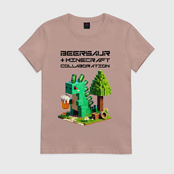 Женская футболка Collaboration of Minecraft and beersaur - ai art