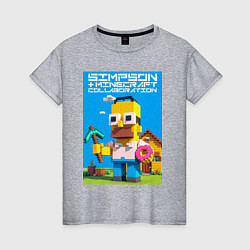 Женская футболка Homer Simpson and Minecraft - collaboration ai art