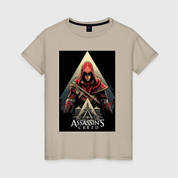 Женская футболка Assassins creed красный костюм