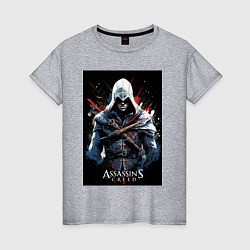 Женская футболка Assassins creed огненный фон