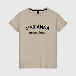 Футболка хлопковая женская Marianna never alone - motto, цвет: миндальный