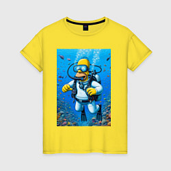 Женская футболка Homer diving - ai art