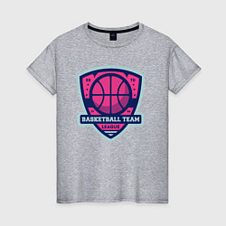 Футболка хлопковая женская Баскетбольная командная лига, цвет: меланж