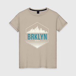 Футболка хлопковая женская Brooklyn city, цвет: миндальный