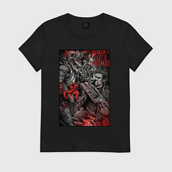 Футболка хлопковая женская Painkiller and demon - comix style, цвет: черный