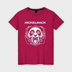 Футболка хлопковая женская Nickelback rock panda, цвет: маджента