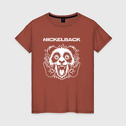 Футболка хлопковая женская Nickelback rock panda, цвет: кирпичный