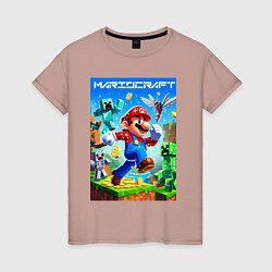 Женская футболка Mario in Minecraft - ai art collaboration