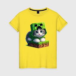 Женская футболка Kitten creeper collaboration - ai art