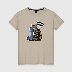Женская футболка Кошка Юся и шахматная пешка