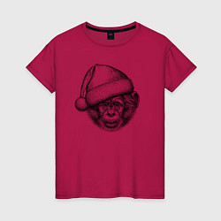 Женская футболка Новогодний шимпанзенок