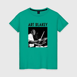 Футболка хлопковая женская Jazz drummer Art Blakey, цвет: зеленый