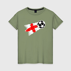 Футболка хлопковая женская Футбол Англии, цвет: авокадо