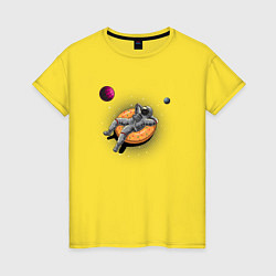 Женская футболка Космонавт на пончике