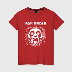 Футболка хлопковая женская Iron Maiden rock panda, цвет: красный