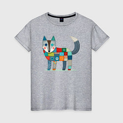Женская футболка Funny fox - patchwork ai art