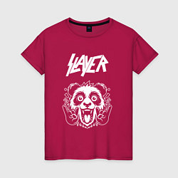 Футболка хлопковая женская Slayer rock panda, цвет: маджента